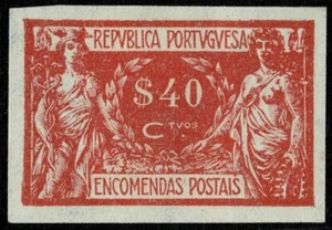 PORTUGAL $40 Encomendas (Parcel Post)  IMPERF PROOF  Thin  Paper [Sct #Q6P] - Picture 1 of 1