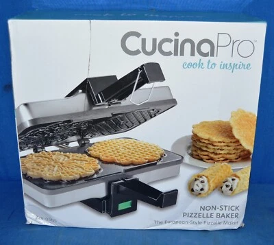 CucinaPro Pizzelle Baker 750 vatios rejillas antiadherentes dos 5" 220-05NS nuevo Foto 1 de 3