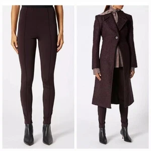 Scanlan Theodore Pintuck Stripe Leggings Size 10 Dark Brown Scuba Fabric - Picture 1 of 6
