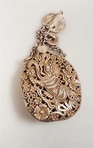 Old TIBETAN SILVER BOTTLE SNUFF PENDENT - Picture 1 of 7