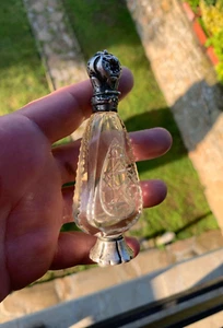Antiker französischer Parfümflakon massiv Silber geschliffen facettiertes Glas - Bild 1 von 24