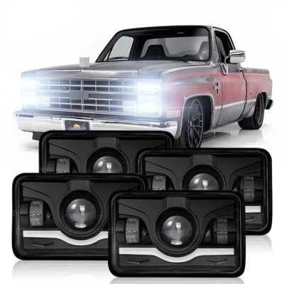 For Chevy Pickup 1981-87 C10 K10 Blazer 4x6" LED Headlights Hi-Lo Beam Lamp 4PCS - Image 1 of 4