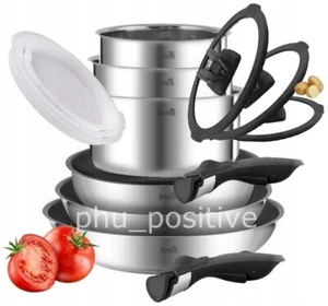BERRETTI COMODO TOPFSET 14-TEILIG, TÖPFE + PFANNEN + ABNEHMBARE GRIFFE + DECKELN - Bild 1 von 23