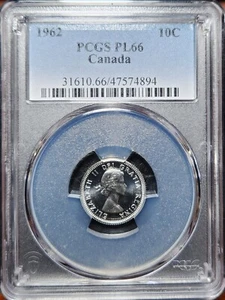 Prooflike Silver 1962 Canada 10 Cents Dime | PCGS PL66 - Picture 1 of 3