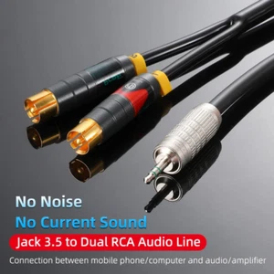 1pcs CANARE 3.5mm to RCA 1-in-2 Audio Cable NEUTRIK Plug Left Right Channel Line - Picture 1 of 5