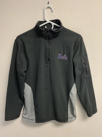 UCLA Bruins Women’s Fleece Jacket Size Small Gray 1/4 Zip Stadium Zip Pocket Cover