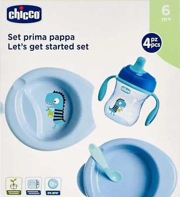 Chicco Geschenkset 6+/Baby Geschirrset/Babyteller/Trinkbecher/Entwöhnungslöffel - Bild 1 von 4