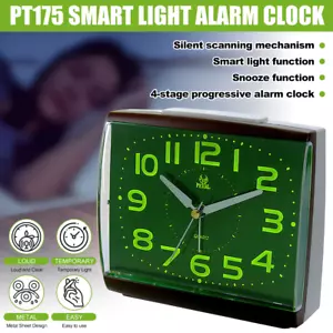 Silent Luminous Bedside Alarm Clock Glow in the Dark Clock Battery Operated - Picture 1 of 12