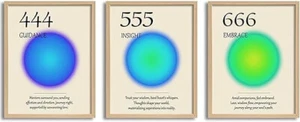Angel Number Poster x6 Set Colorful Halo Aura Prints Aesthetic Wall Decor 8x10" - Picture 1 of 6