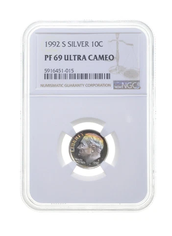 PF69 UCAM 1992-S Roosevelt Dime - Graded NGC Rainbow Toned *4394 Cover