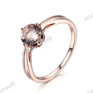 18k Rose Gold Pink Morganite Engagement Halo Ring Fine Jewelry Cathedral Setting - Picture 1 of 10