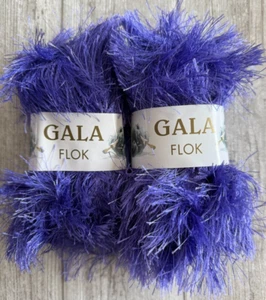 2 Skeins Gala Flok Eyelash Yarn - Purple 77 Yards 154 Yards Total NEW Bulky - Picture 1 of 3