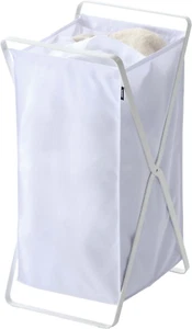Home Laundry Basket - Foldable Storage Hamper Organizer Steel One Size White - Picture 1 of 8