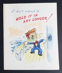 Happy Birthday Wishes Seasick Greeting Card c1950s Unused Boat Over the Rail NOS - Picture 1 of 3