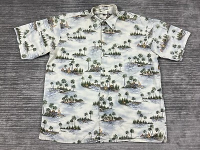 Pierre Cardin Shirt Mens XL Multicolor Hawaiian Button Up Palm Tree 100% Cotton - Image 1 of 4