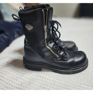 BOTAS DE MOTOCICLISTA HARLEY DAVIDSON USADAS EN EXCELENTE ESTADO PARA HOMBRE TALLA 9.5 CUERO ENCAJE Y CREMALLERA - Imagen 1 de 12