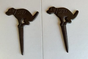 2 Pack - RUSTIC NO DOG POOPING POOP SIGN LAWN YARD STAKE PET WASTE PEE CLEAN UP - Picture 1 of 10