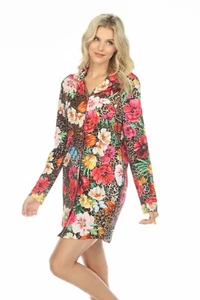 Johnny Was Sandra Long Sleeve Lounge Night Shirt Dress Boho Chic MS8321-R NEW - Picture 1 of 7