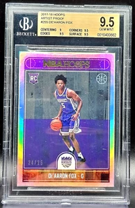 DE'AARON FOX 17-18 HOOPS ARTIST PROOF SILVER PARALLEL ROOKIE RC 24/25 BGS 9.5 - Picture 1 of 4