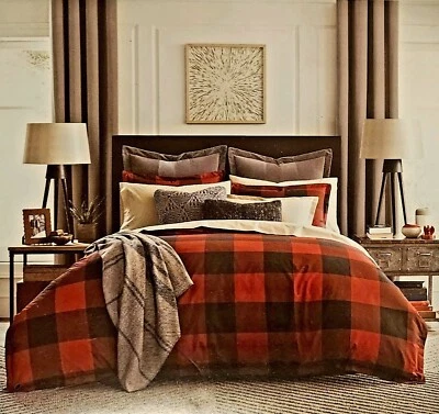 Juego de edredón y farsa Tommy Hilfiger Buffalo a cuadros Queen completo rojo/negro ¡Nuevo! Foto 1 de 4