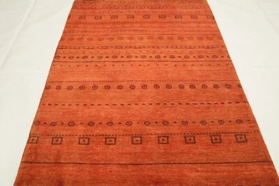 3x5 Ft Orange Tribal Afghan Hand Knotted Oriental Wool Area Rug - Image 1 of 4