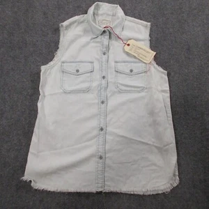Current Elliot Shirt Women's Size 2 The Sleeveless Perfect Denim Button Up Light - Picture 1 of 7