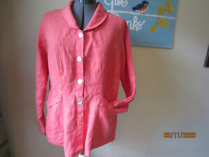 FLAX Engelhart coral pink M/L jacket long sleeve linen excellent