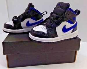 Nike Air Jordan 1 Mid TD Size 4C Game Royal White Racer Blue Black 640735-140 - Picture 1 of 5