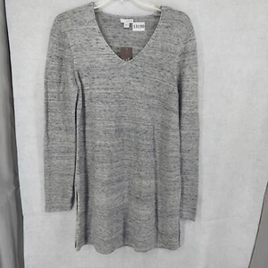 j jill sweater women size small gray tunic side slits v neck long sleeve NWT - Picture 1 of 10