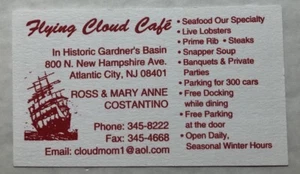 Business Card Flying Cloud Cafe Atlantic City, New Jersey - Picture 1 of 2