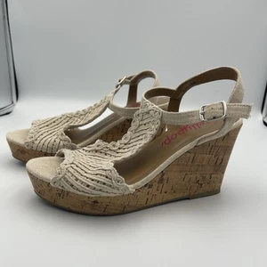 Sandalia de cuña Jellypop Comfort Fit Auden 8M beige ganchillo plataforma cuña - Imagen 1 de 12
