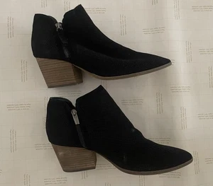 Pre-owned Vince Camuto Nethera  Black Perforated Leather Booties Women’s 11 M - Picture 1 of 5