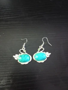 Faux Türkis Schwan Ohrringe - Bild 1 von 3