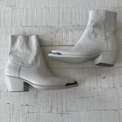 Steve Madden Greyson Nuevo sin Etiquetas Talla 6 Cuero Crema Western Botines Vaquera Foto 1 de 4