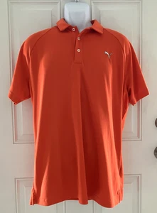 Puma Cool Cell Mens Size L Polo Orange Golf Casual Short Sleeve Shirt Sports - Picture 1 of 16