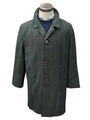 Abrigo Raglán Canda Balmacaan Vintage Grande 42/44R Azul-Gris Mezcla de Lana a Cuadros Foto 1 de 4