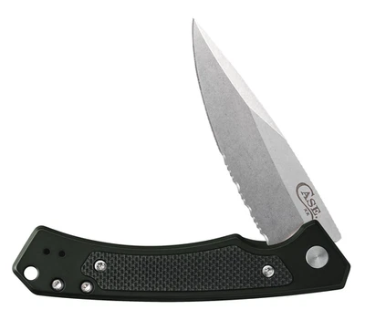 Case xx Marilla Frame Lock 25879 Green Aluminum S35VN Serrated Knife - Image 1 of 4