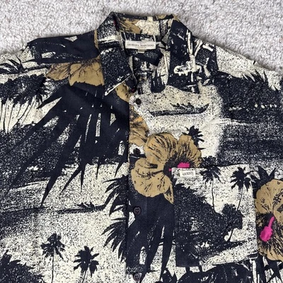 Винтажная мужская рубашка Guess Georges Marciano большой гавайский цветочный узор вискоза 90-е - Изображение 1 из 4