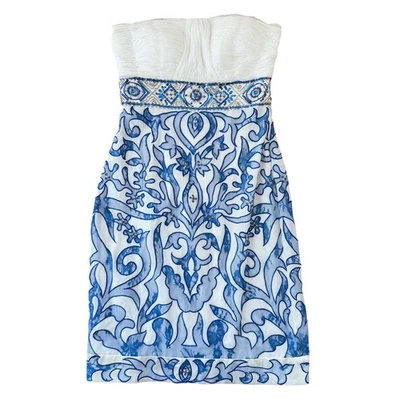 Платье Sue Wong Walt Disney Signature с бисером без бретелек синее белое размер 2 - Изображение 1 из 4