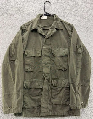 Chaqueta Abrigo de Combate Vintage Ejército de Estados Unidos OG-107 Pequeña Larga 100% Algodón Era Vietnam Foto 1 de 4