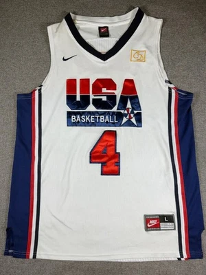 Nike Team USA Basketball Jersey #4 Christian Laettner Large 1992 Olympics sewn - Image 1 of 4