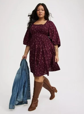 Mini Vestido Torrid Calado Granate Malva Nuevo con Etiquetas Nuevo 3X Foto 1 de 4