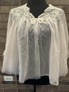 Transparentes Chiffon Peignoir Spitze Babydoll Bett Jacke PINK 60er Vintage 60376 - Bild 1 von 6