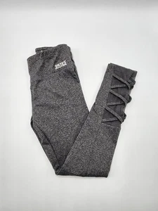 Justice Girl’s Stretchy Soft Mesh Insert Gray Leggings Sz 10 Yrs Pre-owned - Picture 1 of 7