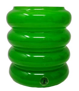 Vaso vintage anni 90 Anne Nilsson per IKEA vetro verde cerchio solstrale bolla a coste - Foto 1 di 13
