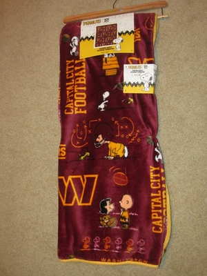 PEANUTS THROW BLANKET WASHINGTON COMMANDERS 60 X 70 NFL SNOOPY BURGANDY YELLOW - Image 1 of 4