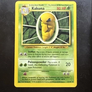 Kakuna 33/102 1999 Base Set Unlimited Pokemon Card WOTC Vintage Uncommon - Picture 1 of 3