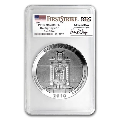 2010 5 oz Silver ATB Hot Springs MS-69 DMPL PCGS (FS, Edmund Moy) - Image 1 of 3