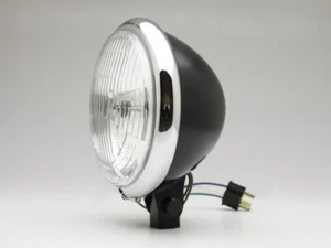Headlight 5.75" ECE Bottom Mount Black/Chrome Rim - Custom Cafe Bobber Chopper - Picture 1 of 8
