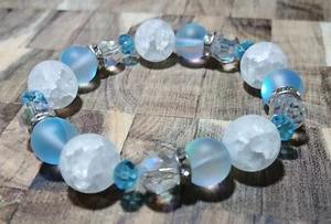 Handmade White And Blue Mermaid Glass Bracelet - Picture 1 of 2
